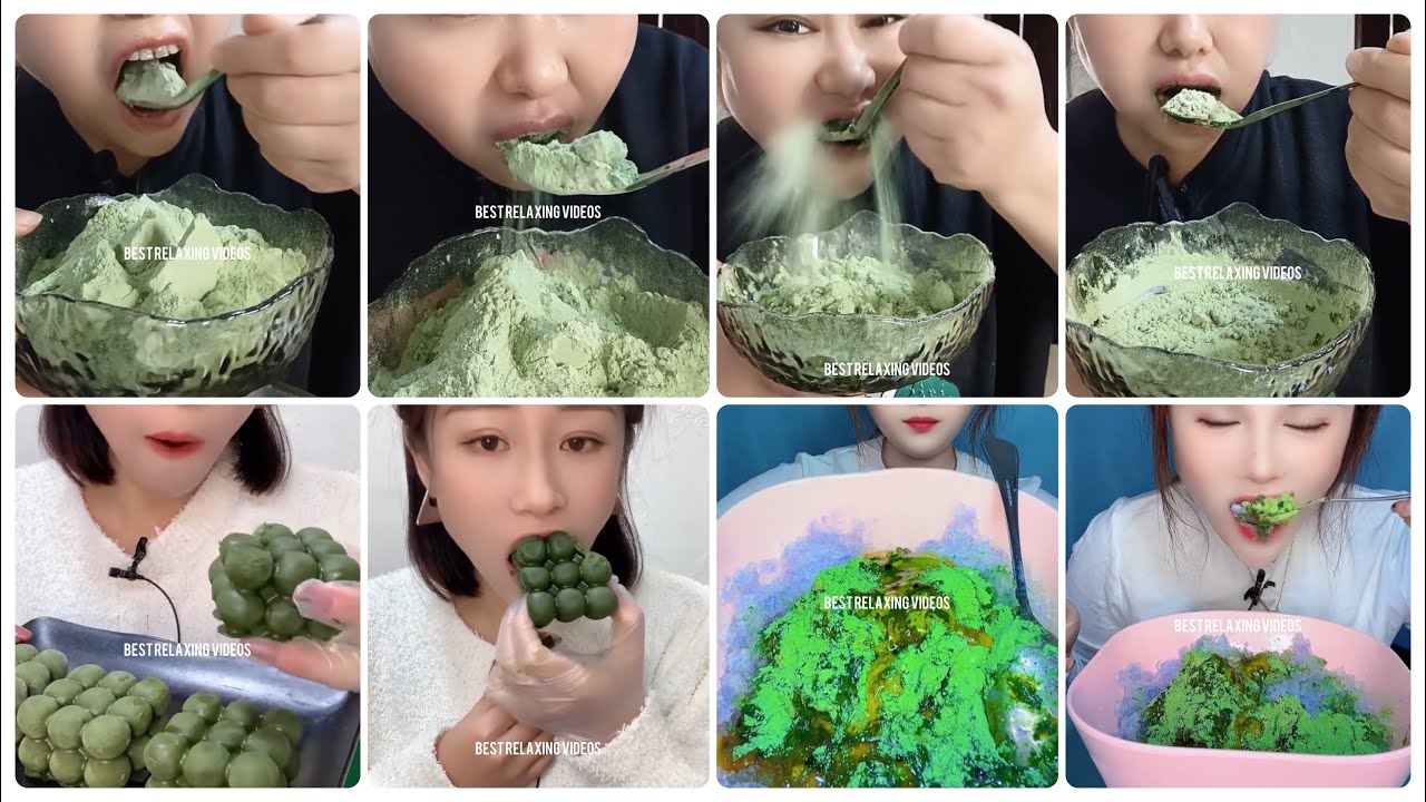 [ASMR] HEAVY MATCHA POWDER EATING  💚😋& MATCHA ICE MUKBANG & MATCHA ICE EATING & jíst matcha led 🍵