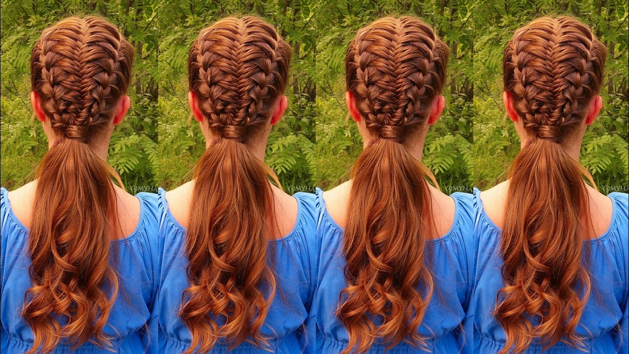 Feathered French Braids into French Fishtail Braid Low Ponytail