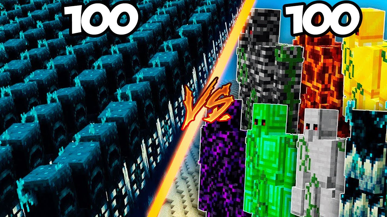 100 WARDENS VS 100 GOLEMS DE TODOS LOS MATERIALES  😨