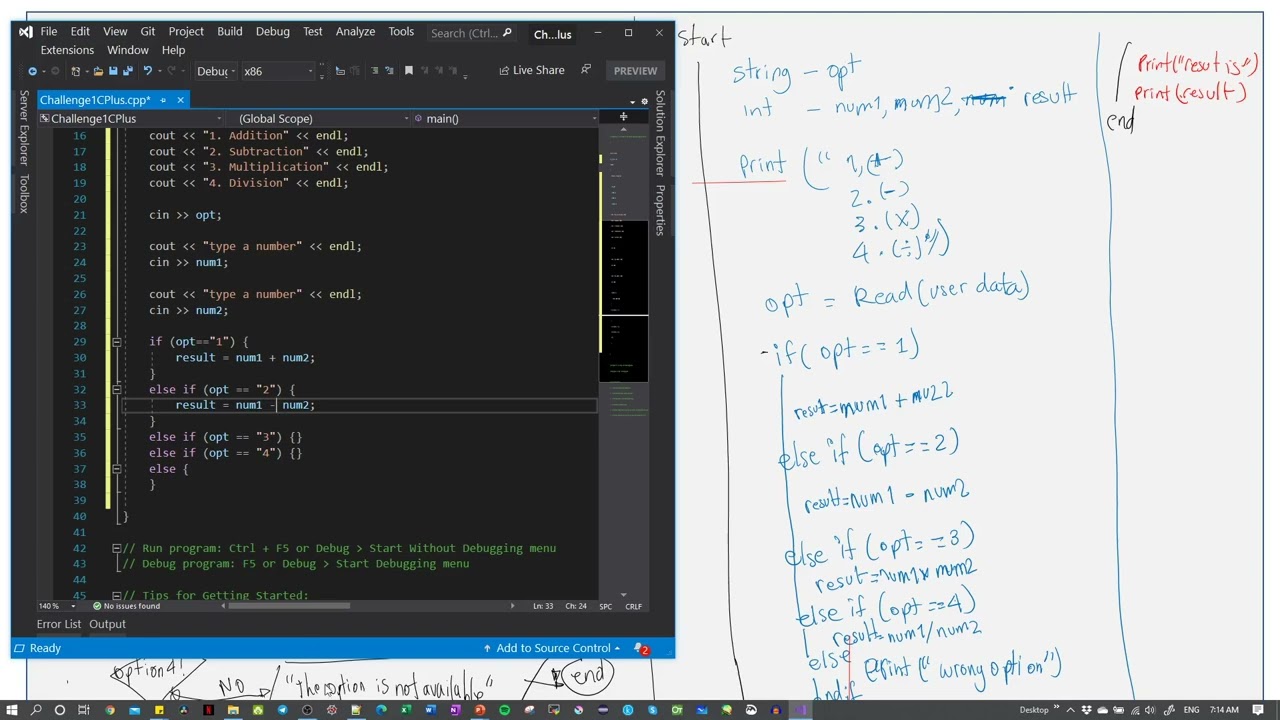 Beginner Programming Course - Python, JAVA, C++, C# (Video 44) challenge if switch CPlus, C++