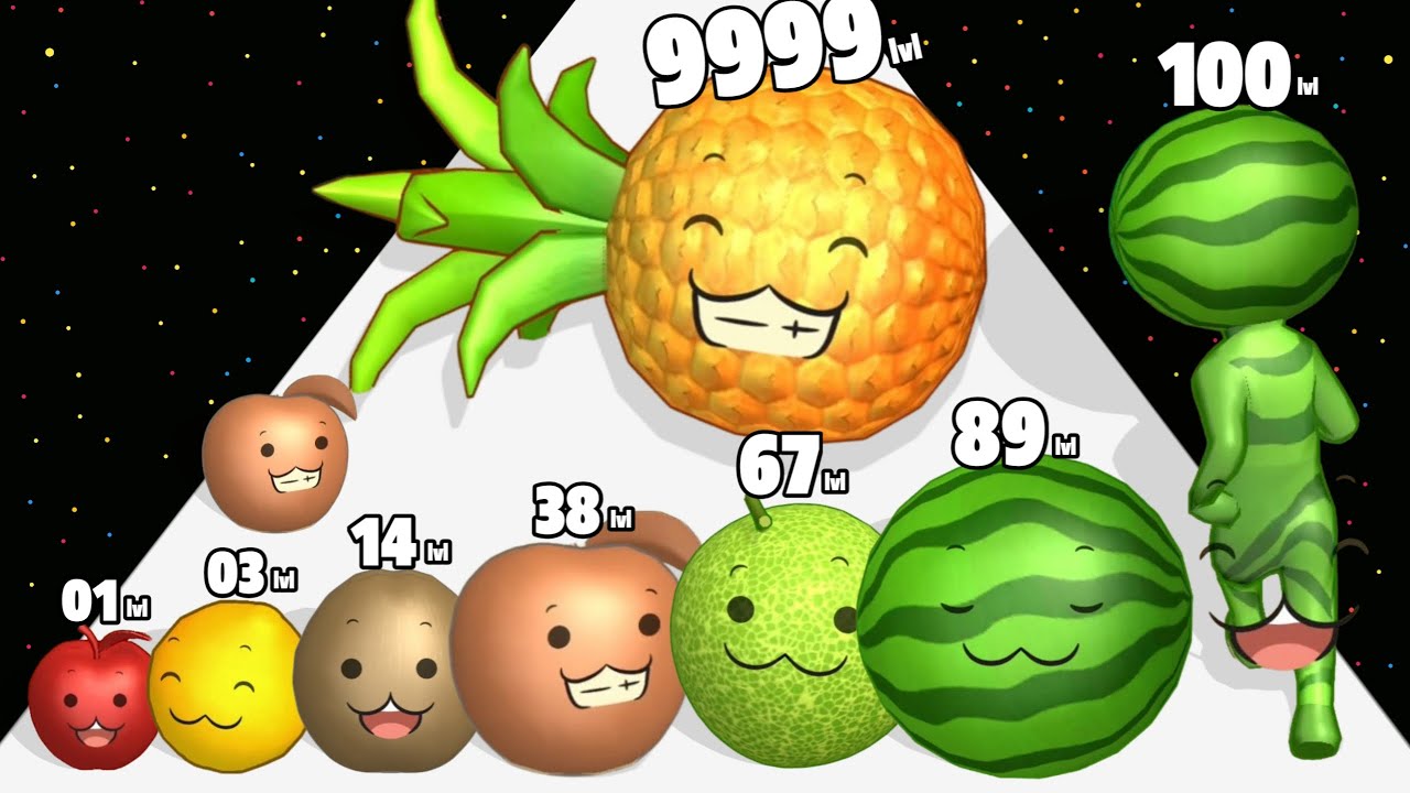 Watermelon Run 3D - Level Up Fruit Max Level Gameplay (Fruit Rush 3D)