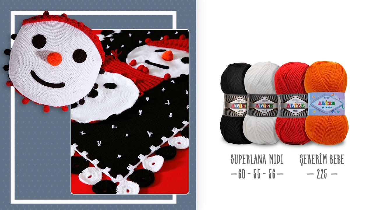 Alize Superlana Midi ve Şekerim Bebe ile Kardan Adam Battaniye Yapımı-Making Folded Snowman Blanket