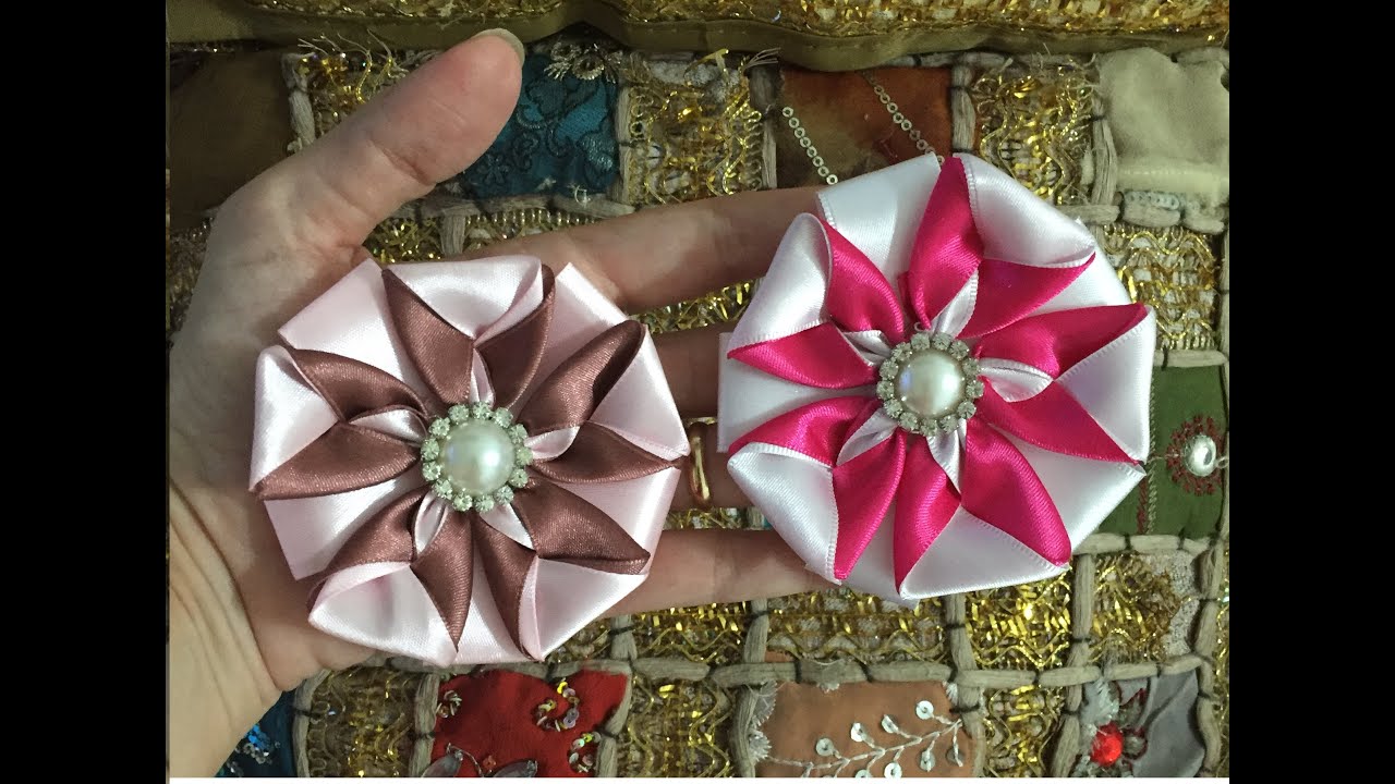 Flor de fita com duas cores - PAP - Cris Albuque