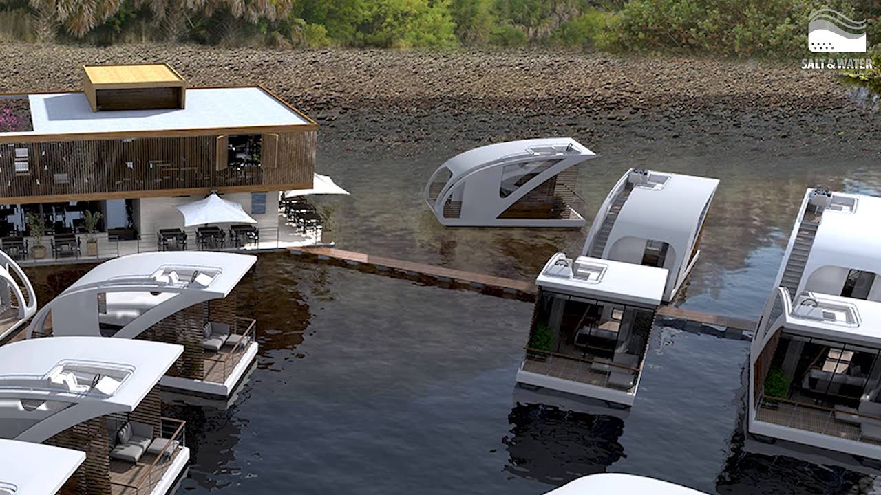 Floating hotel with catamaran apartments by Salt & Water