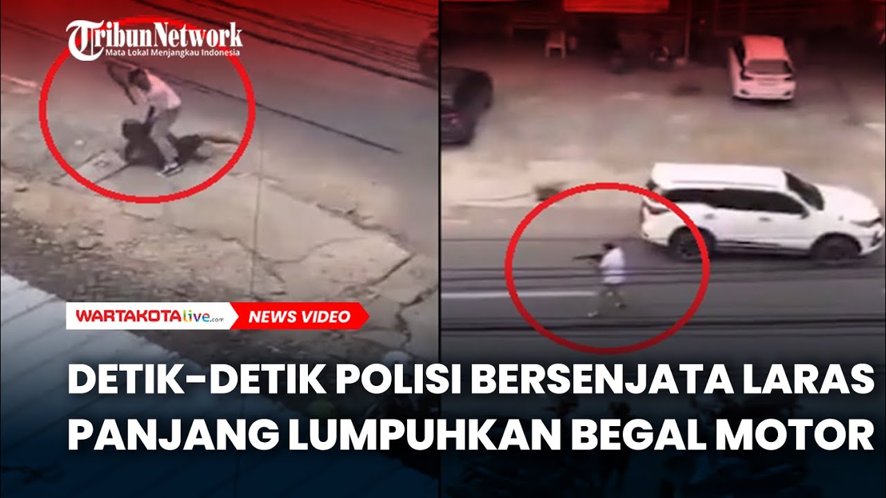 Detik-detik Polisi Bersenjata Laras Panjang Lumpuhkan Begal Motor di Lampung