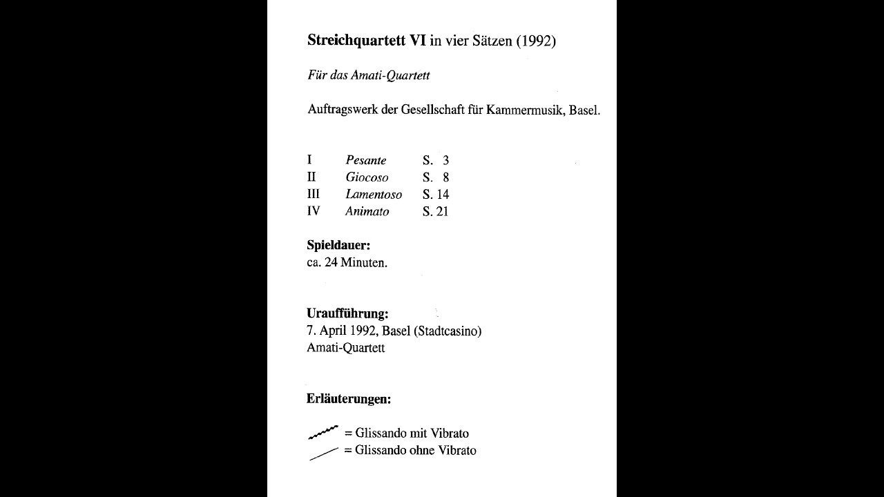 Isang Yun: Streichquartett VI in vier Sätzen (1992):  I. Pesante
