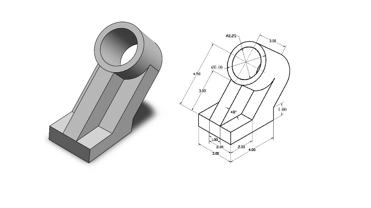 SolidWorks #10 - Tutorial CSWA Exam - Intermediate Part Modeling 3 - Rib Feature