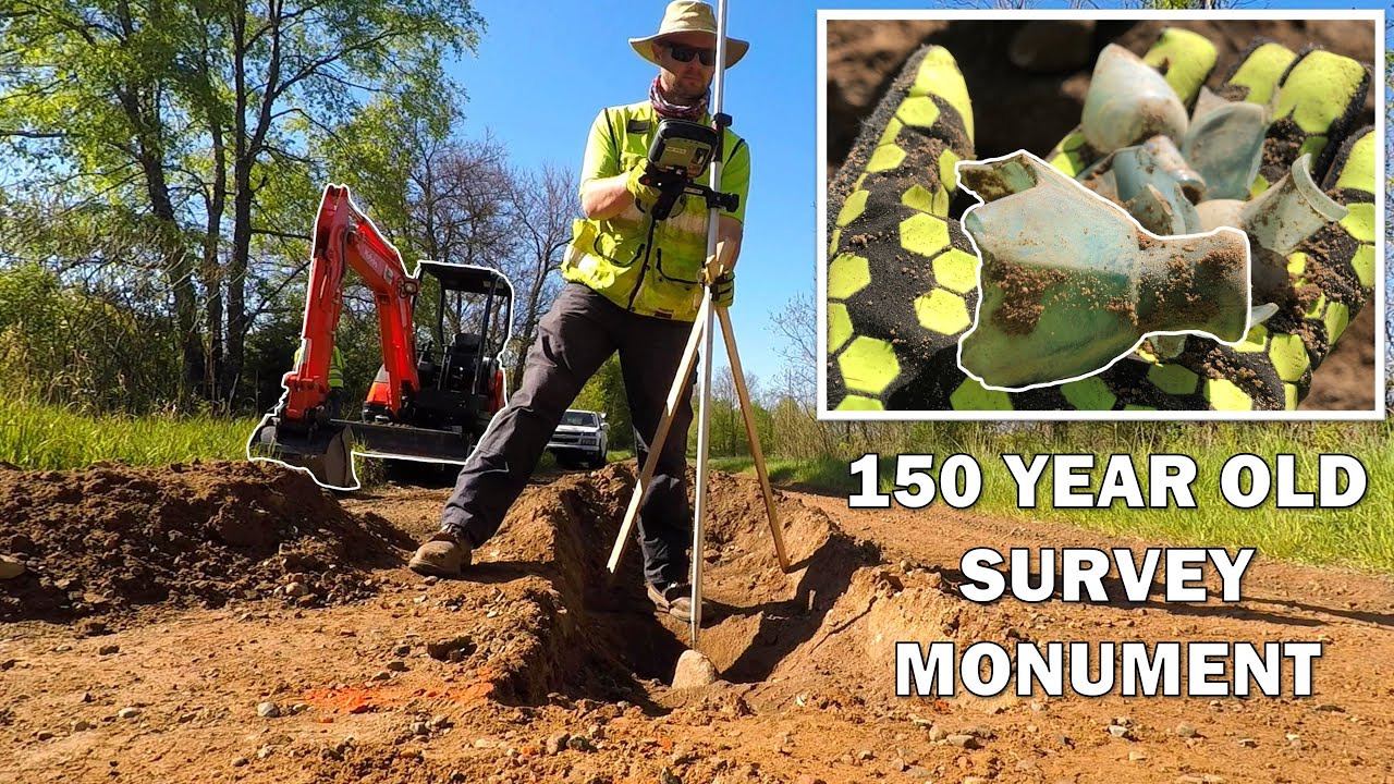 Digging up the road to find a Survey Monument from 1870!
