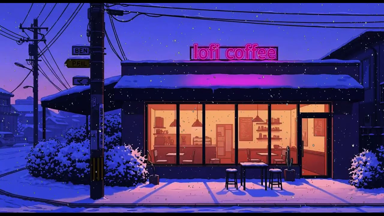 Warm Winter Café ❄ Snowy Riverside Coffee Shop ☕ Soft Lofi Beats for Relax, Study & Deep Focus