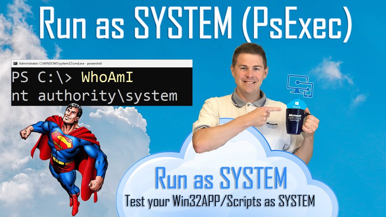 Запустить от имени SYSTEM с помощью PsExec.exe (для возможности тестирования Intune Win32App или ...