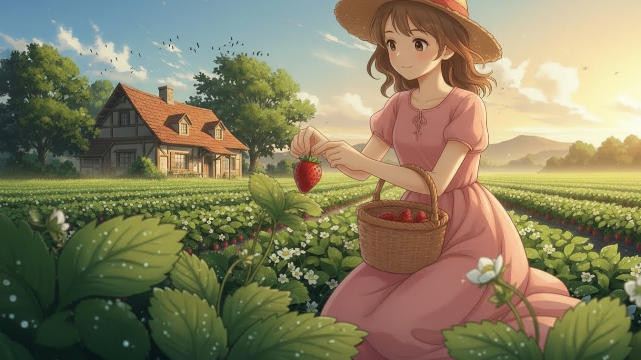Strawberry Harvest & Homemade Jam | Cozy Studio Ghibli Style ASMR 🍓