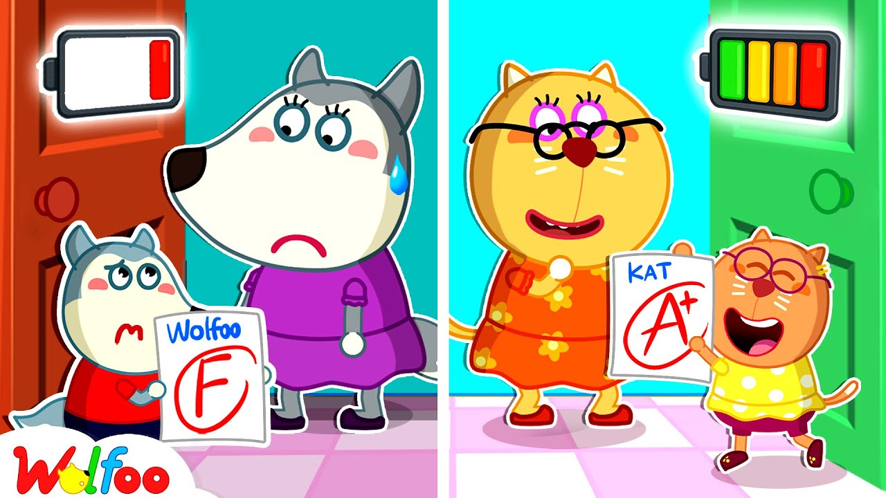 F vs A Grade: Wolfoo's Battery is EMPTY! Family Story| Wolfoo Channel | Kids Cartoon