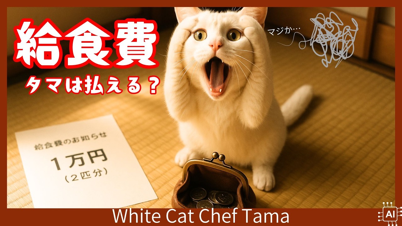 【AI猫 料理】猫学校給食！懐かしのソフトめんは、こうしてできた？給食費大ピンチ！