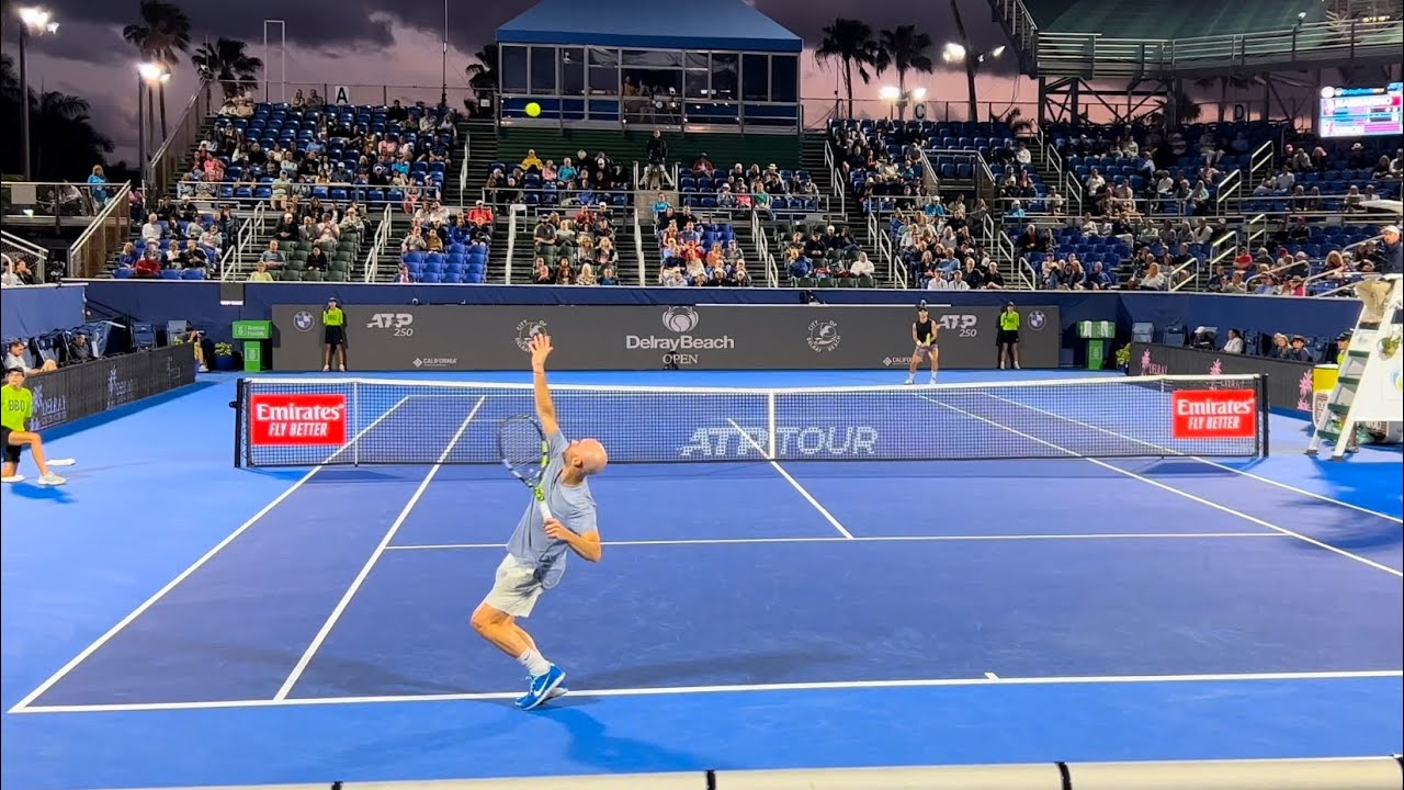 Adrian Mannarino vs Marcos Giron Delray Beach Court Level View Highlights [4K 60fps]