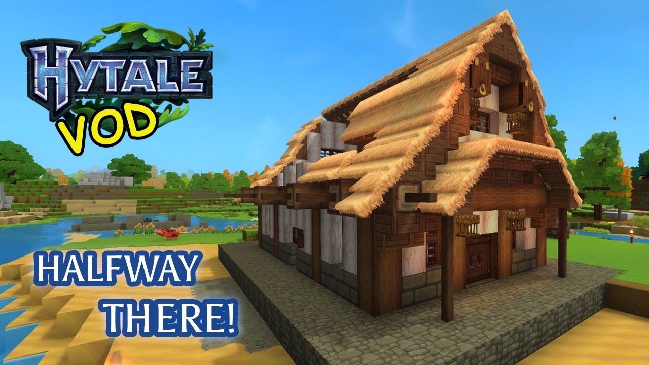 Granny Starts building her Lake Cottage in Hytale!
