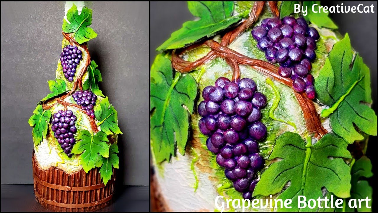 Grapevine bottle art/bottle decoration/ Altered bottle/ Wine bottle craft/Home decoration