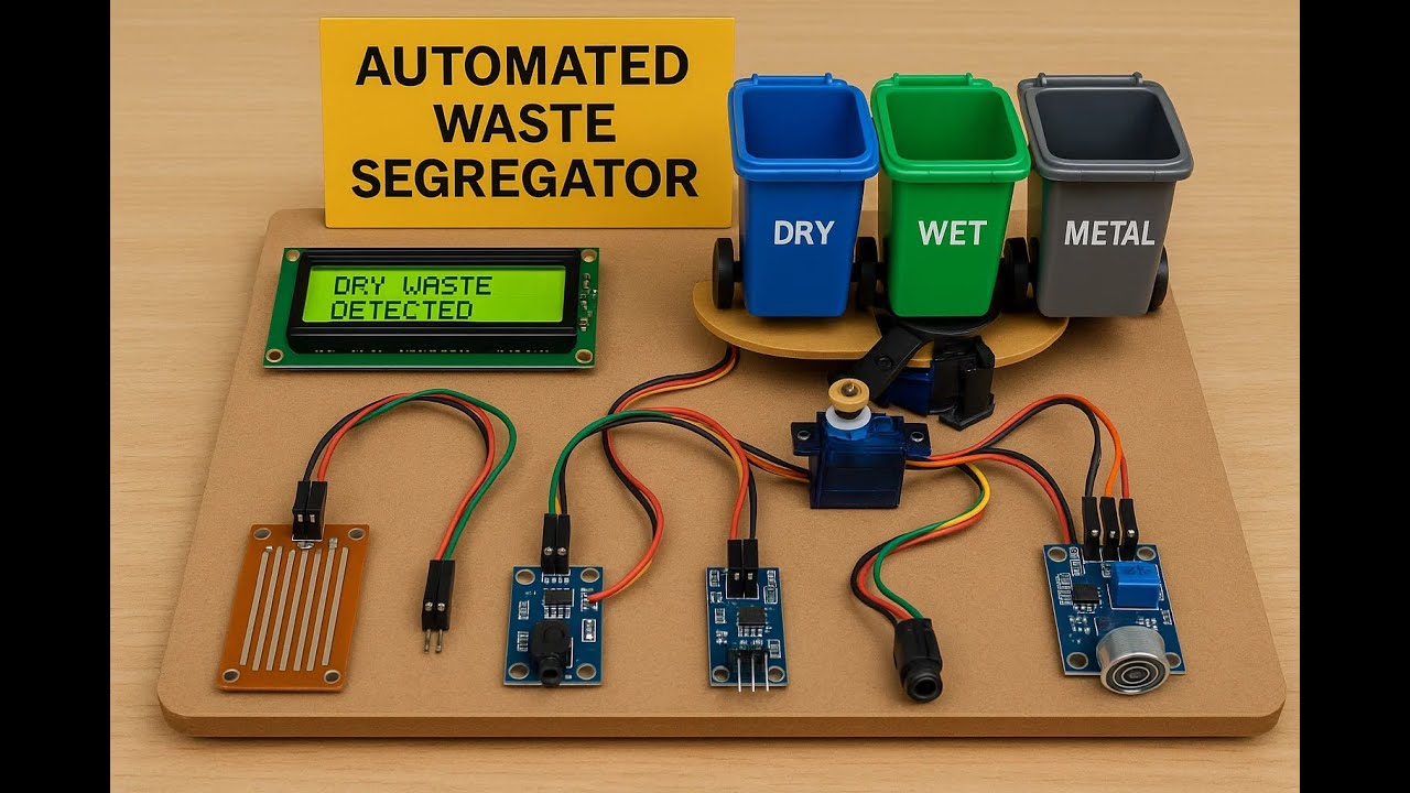 HVS-3069. Automated Waste Segregator #dry wet and metal#sensortechnology #Servo mechanism#arduino
