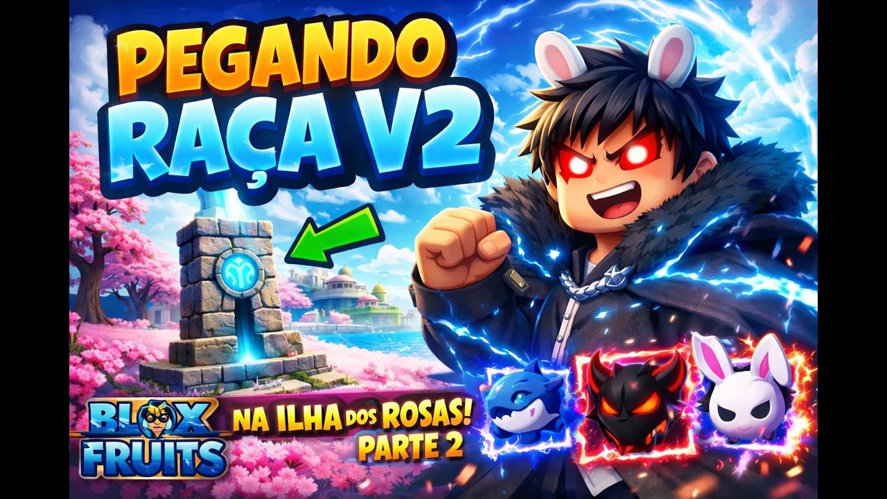 ⚡ FINALMENTE RAÇA V2! Ilha das Rosas Parte 2 | Blox Fruits