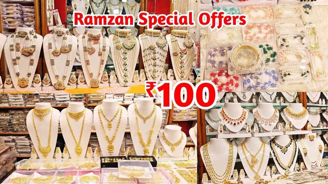 Charminar Bridal Real Pearls Jewellery bangles CZ AD Polki Long Har 1Grm Gold Fingure rings Braclets