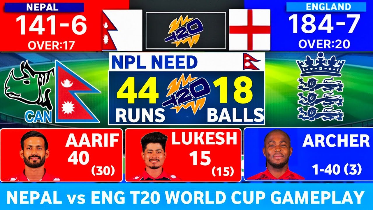 Nepal Win To Loss | NEPAL vs ENGLAND Match | Gameplay | T20 World Cup