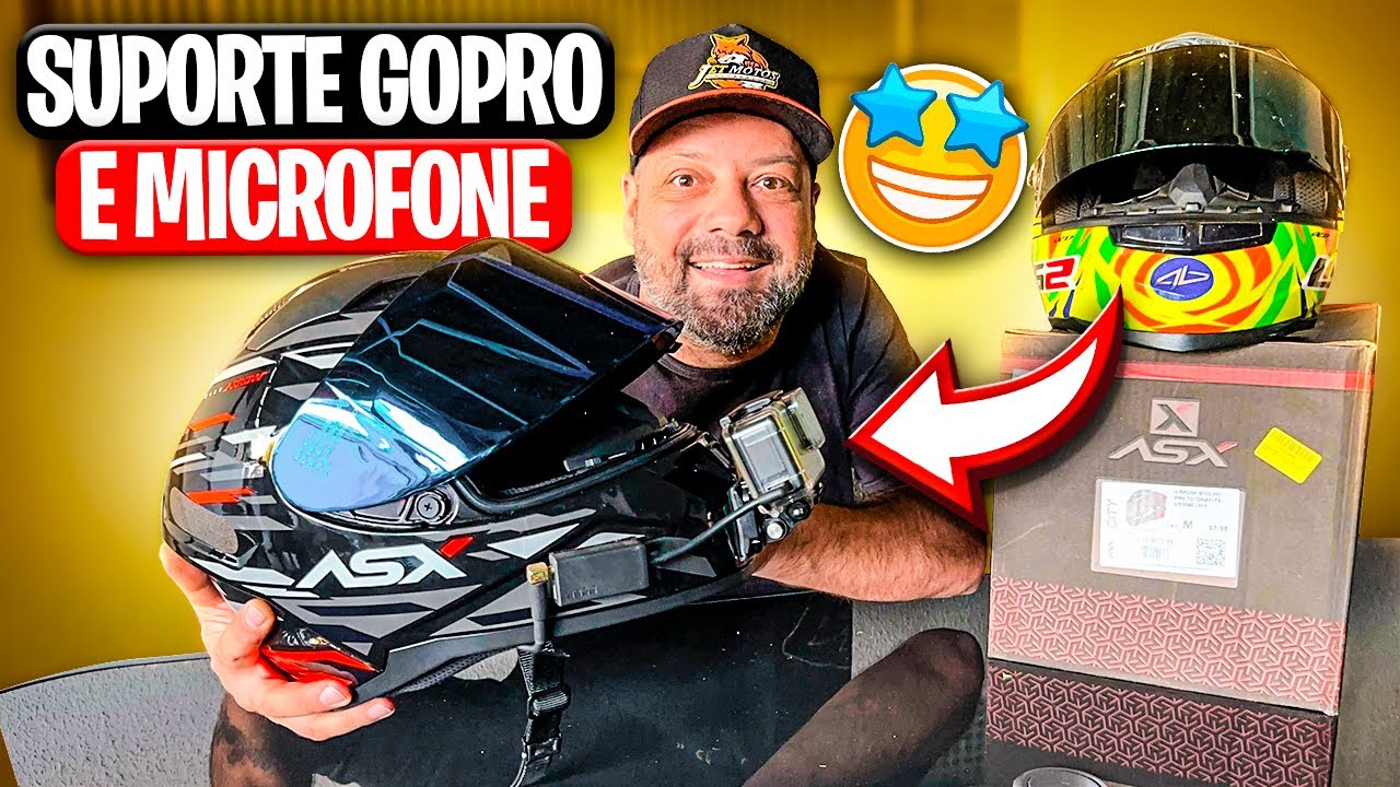COMO INSTALAR GOPRO E MICROFONE NO CAPACETE [ MELHOR JEITO ] 🤩