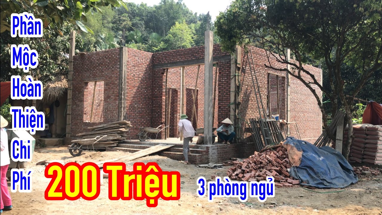200 triệu hoàn thiện phần mộc. Mẫu nhà cấp 4 ngang 8,20m sâu 10,50m
