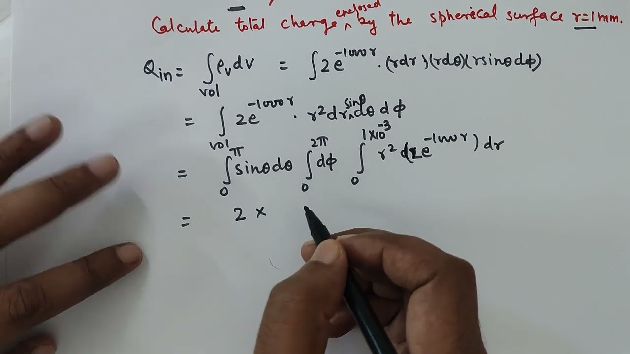 Calculation of total charge enlosed using volume charge density. |EMT| Engineering Electromagnetics|