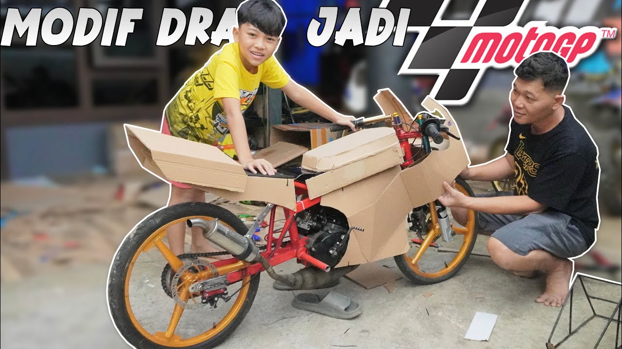 DIMAS DIBANTU AYAH MODIF SEPEDA DRAGNYA JADI MINI MOTO GP KARDUS..