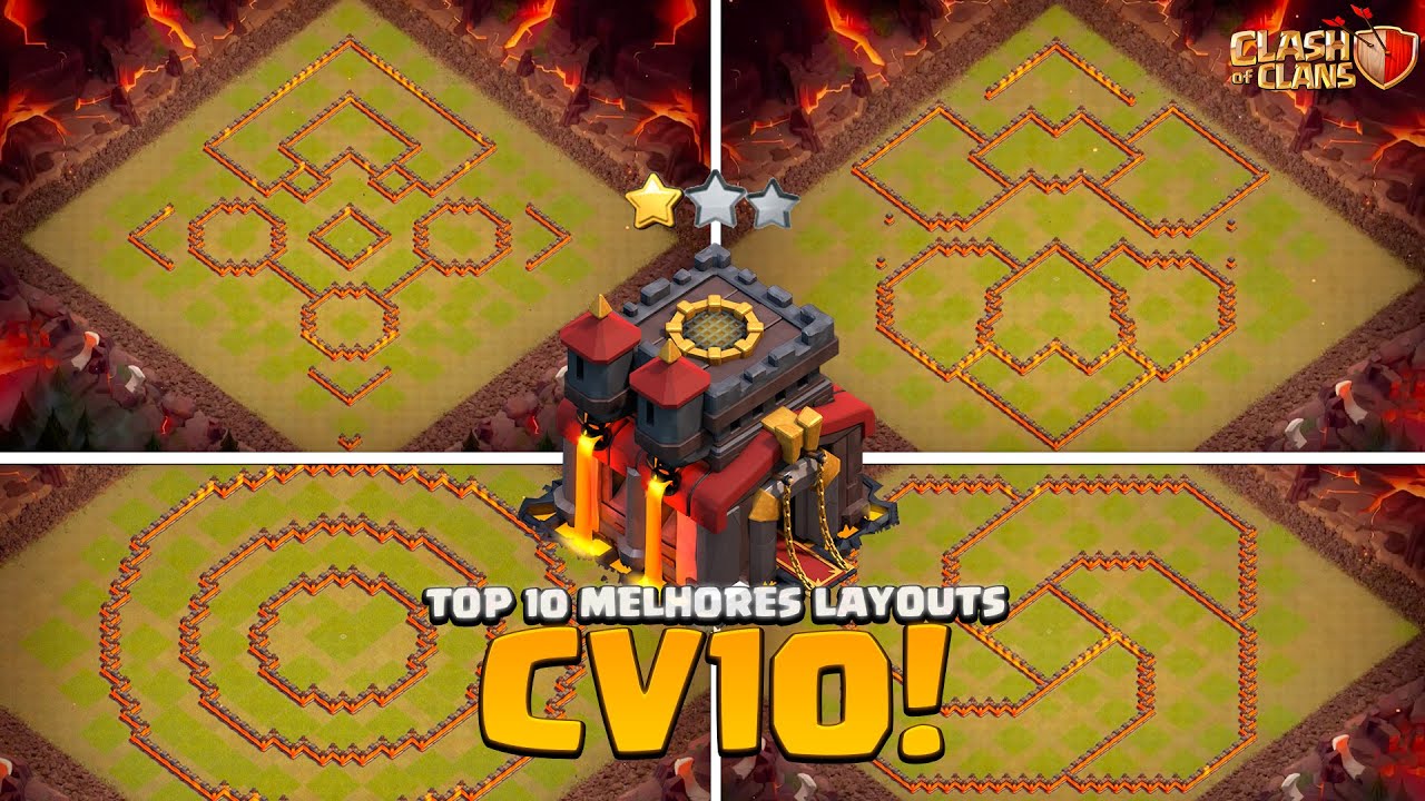MELHORES LAYOUTS CV10 PARA FARM, PUSH E GUERRA NO CLASH OF CLANS!