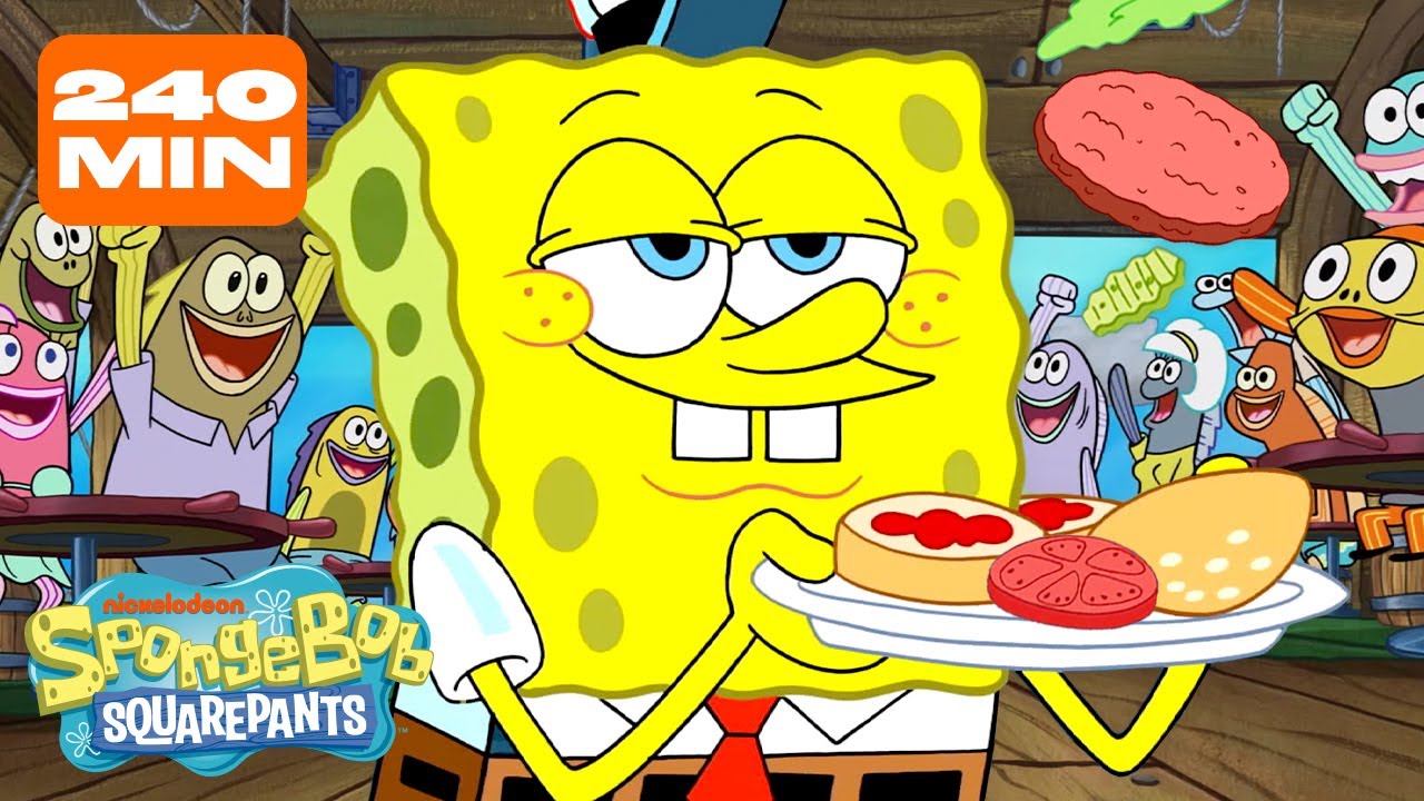 Non-Stop Fry Cooking with SpongeBob! 🍔 | 4 Hours | @SpongeBobOfficial