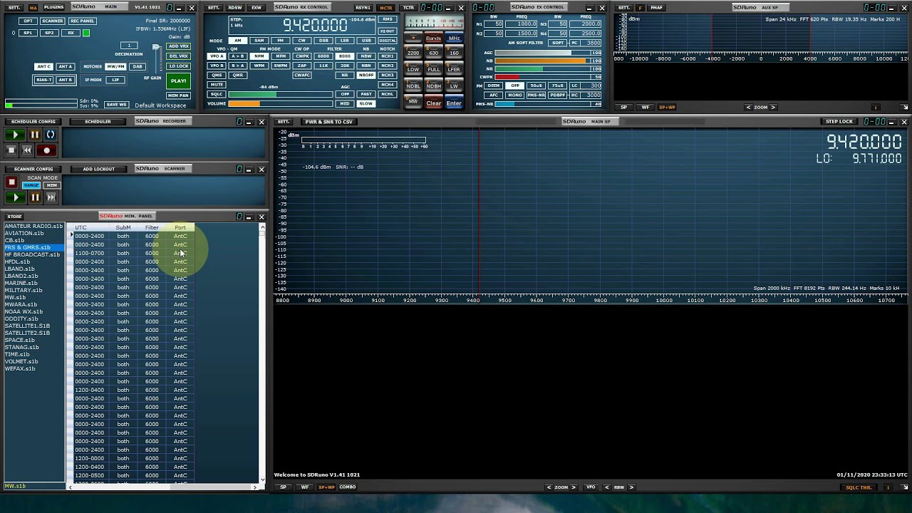 SDRuno, free frequency banks