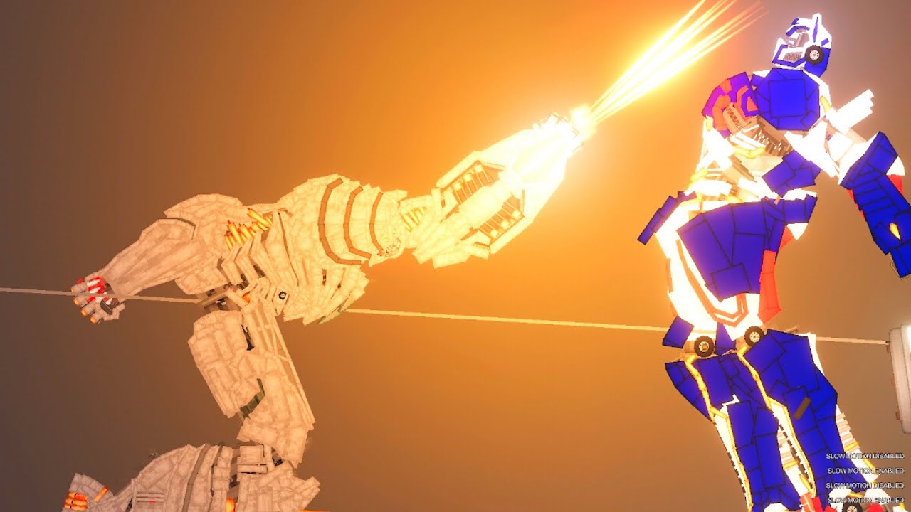 Two giant robots fight for power in People Playground.
