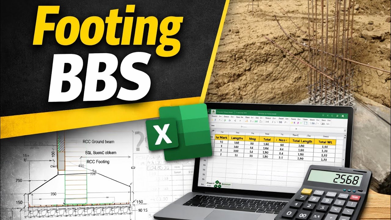 Trapezoidal Footing BBS Calculation in Excel | Bar Bending Schedule Hindi