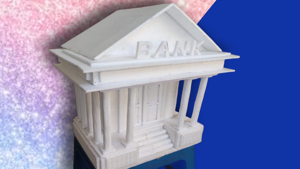 How to make a Bank with thermocol art // for school project // by 3c creation#art#3c_creation#model