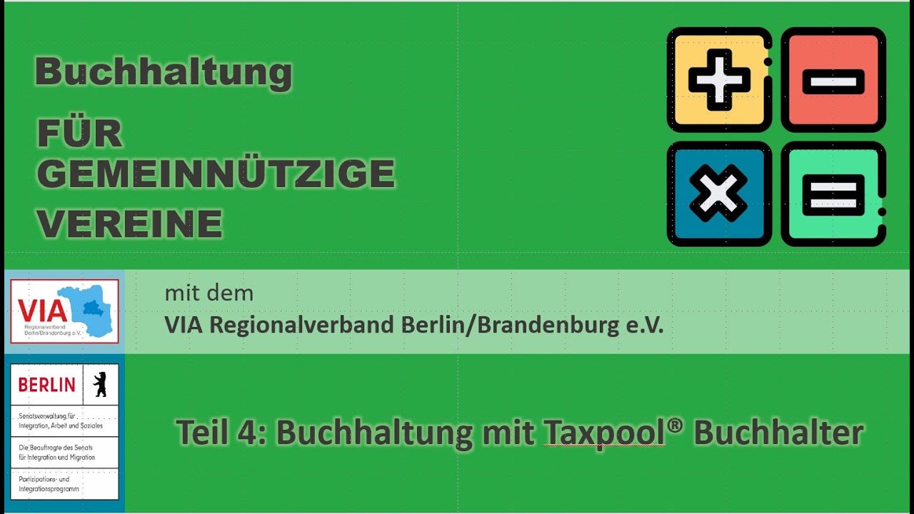 Buchhaltung für kleine Vereine (4): Buchhaltung mit Taxpool Buchhalter