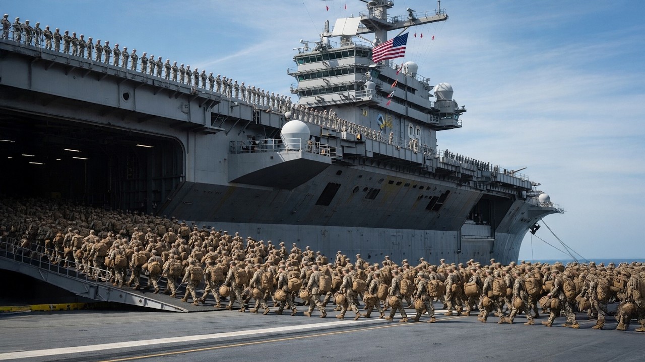 Iran Shocked! 20,000 Marines From USS Tripoli LH-7 Arrive In Middle East To Unload Heavy Equipment