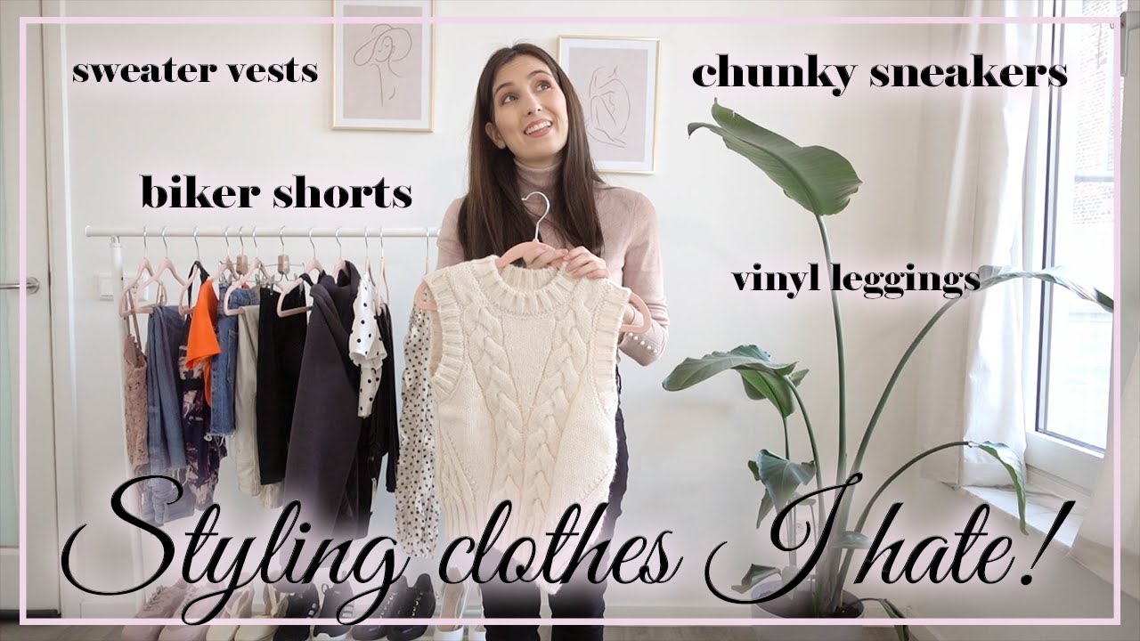 Styling popular clothes that I hate! | Styling sweater vests, biker shorts, chunky sneakers & more!