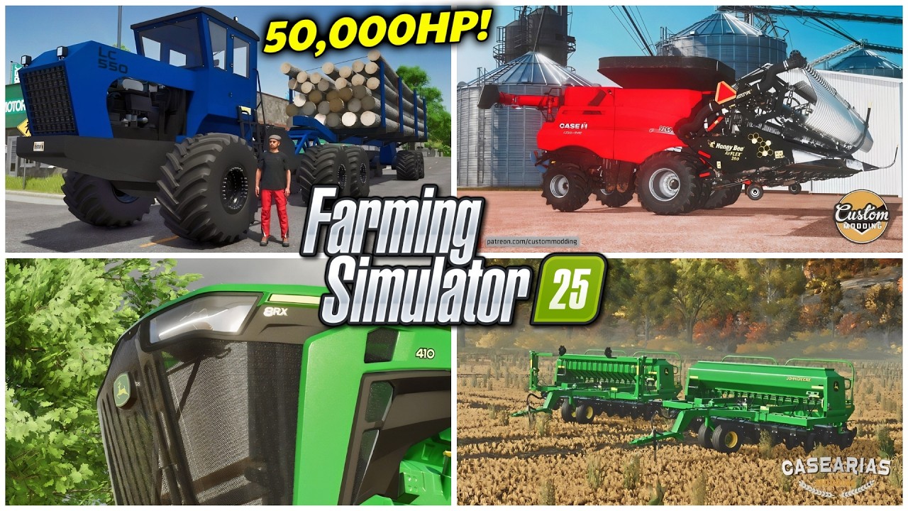 Новости Farm Sim - 50 000-сильный гусеничный вездеход для перевозки бревен, Axial Flow 260, 8RX и...