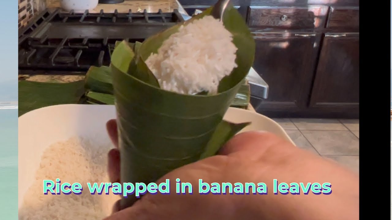 Rice wrapped in banana leaves