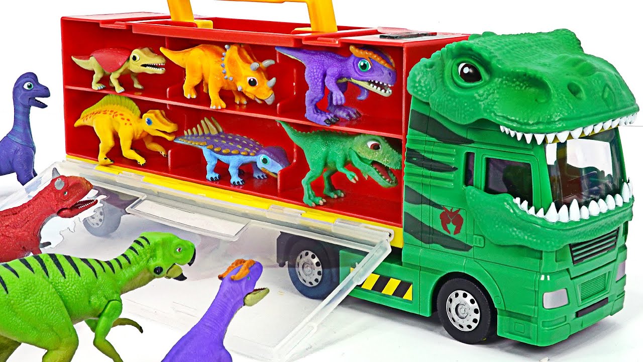 恐竜Mecard小さな恐竜！ ティラノサウルス運搬車で悪役を倒してください！ | ドゥドゥポップトイ