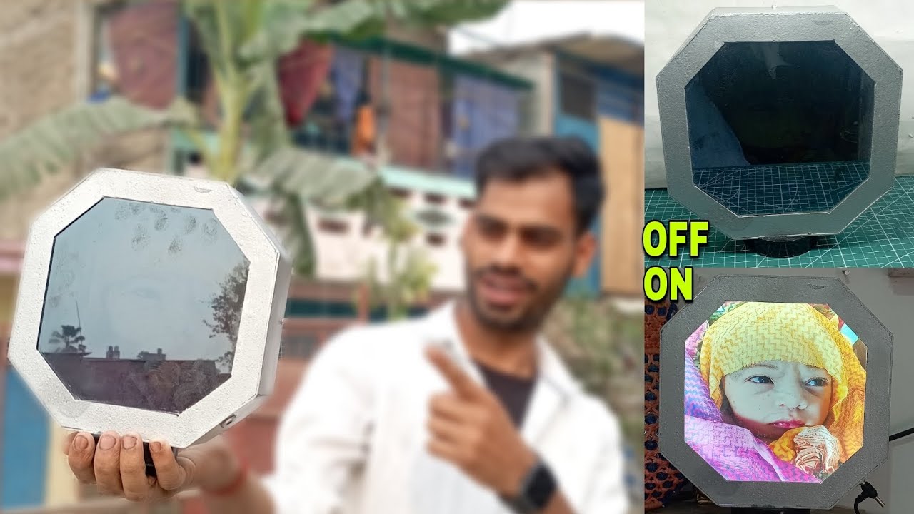 how to make photo frame LED Magic mirror lamp made of PVC pipe #vk_vishal_experiment