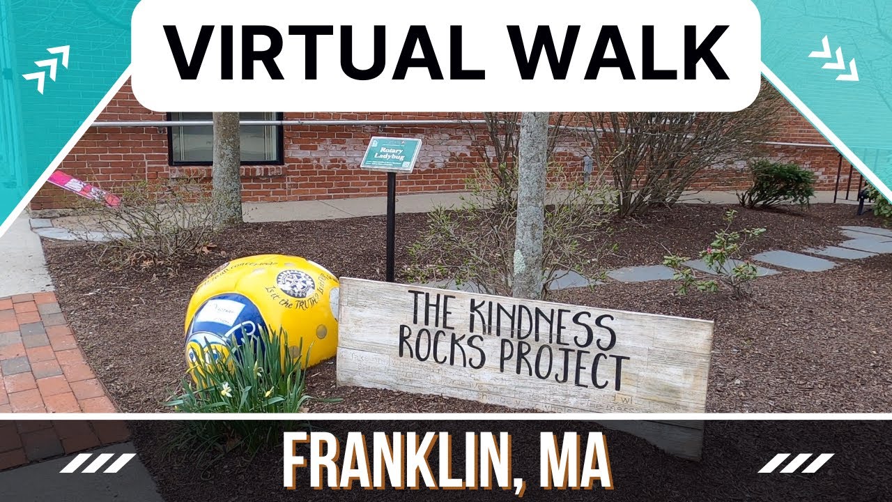 Walking Tour of Downtown Franklin, MA - Home to 1st Public Library in US City Background Ambiance