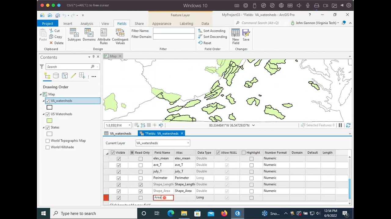 arcGIS pro calculate geometry