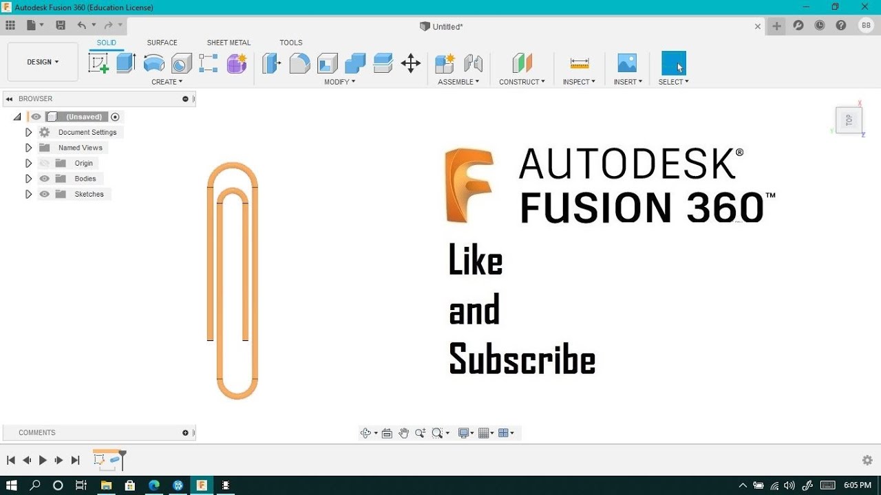 Paper Clip Design in Autodesk Fusion 360