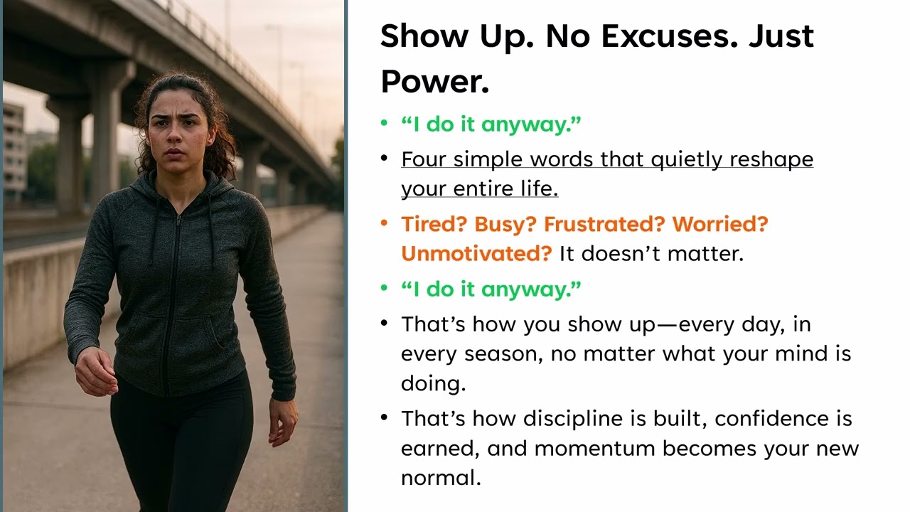 Show Up No Excuses Just Power
