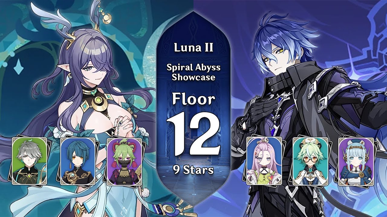 Lauma Hyperbloom & Flins Lunar-Charged - Luna II Spiral Abyss - Floor 12 (9 Stars) Showcase