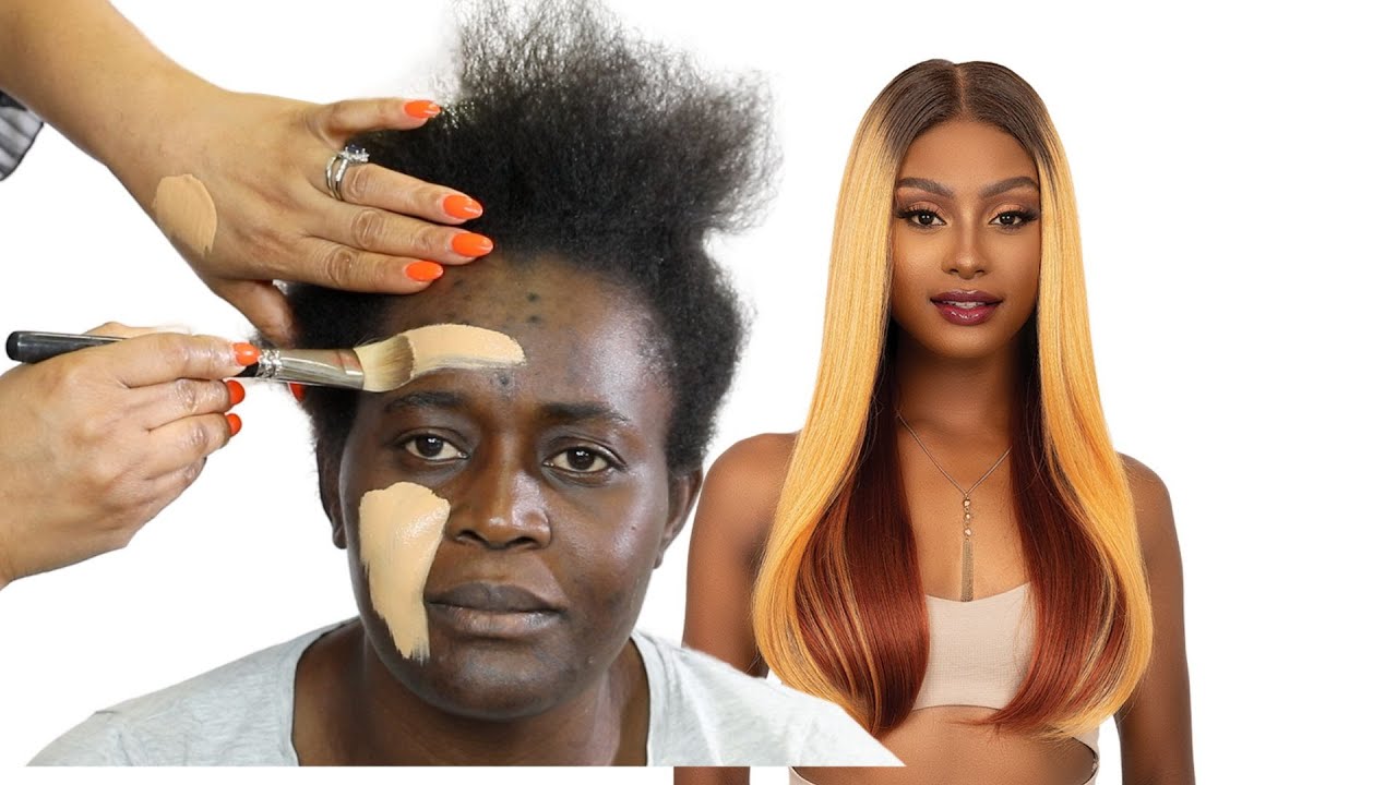 VIRAL ⬆️ DARK SKIN TRANSFORMATION  🍫    JANET COLLECTION 360 HUMAN HAIR PREMIUM BLEND HAIR WIG