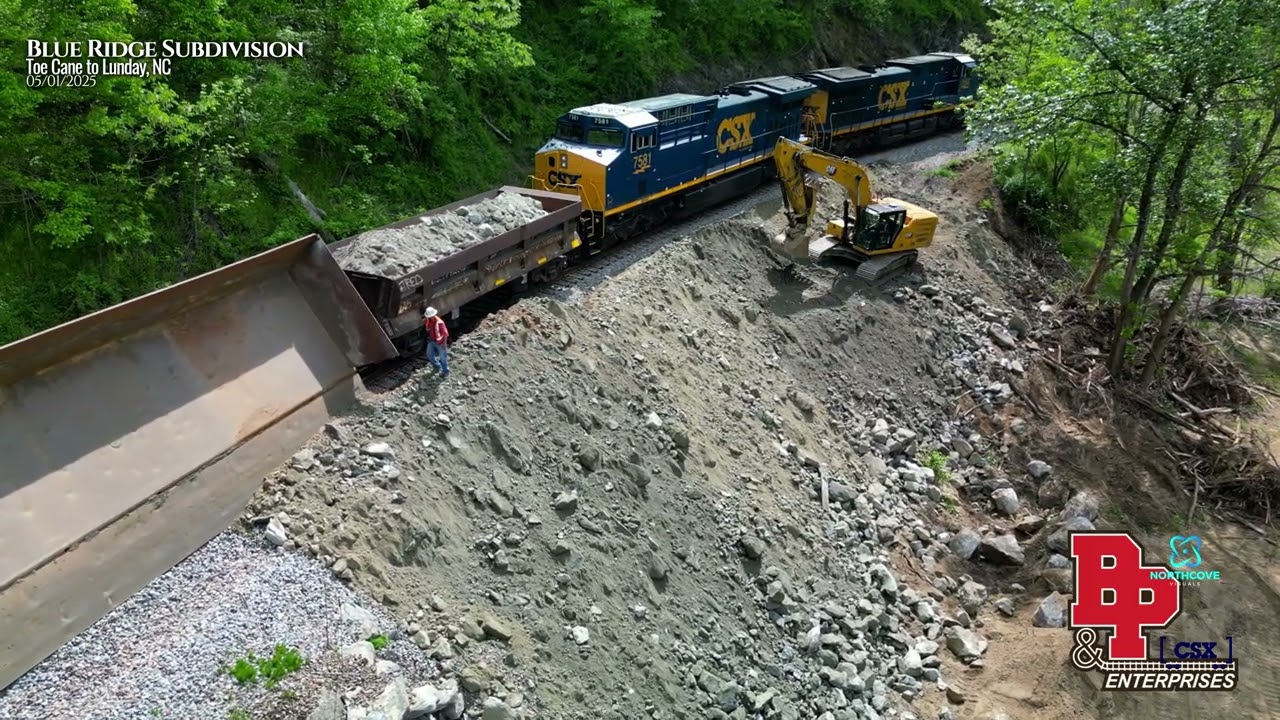 Rebuilding the railroad in western North Carolina - B&P toe cane to lunday CSX dumping rock