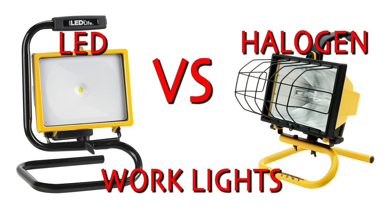 LED Work light Vs. Halogen Work light (shop light comparison)