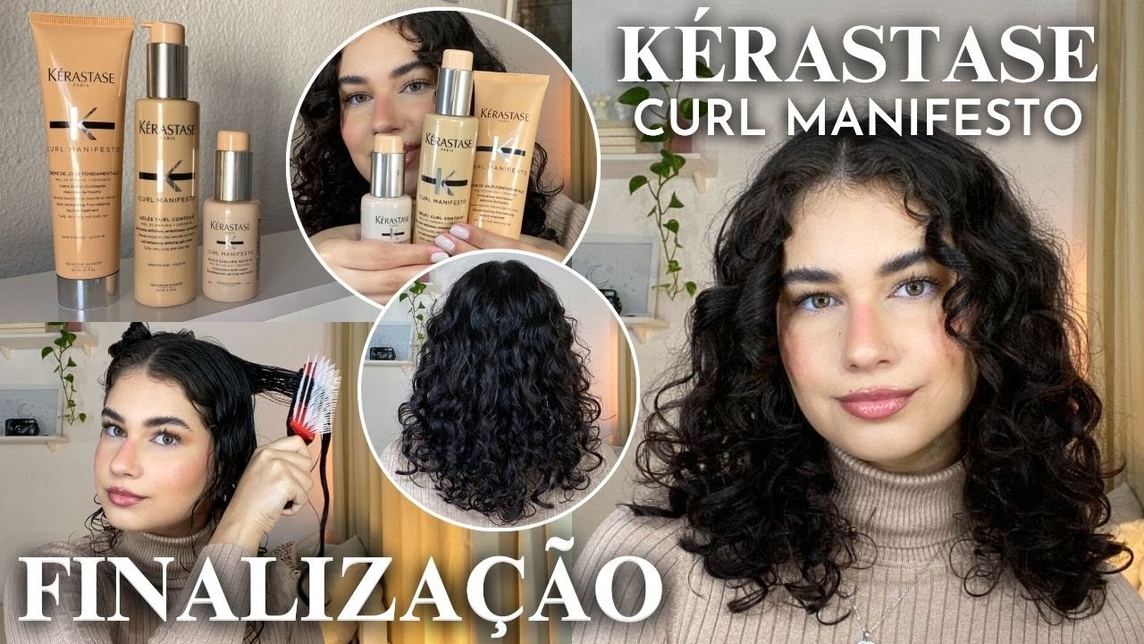 finalização com Kérastase Curl Manifesto no cabelo ondulado 🤍 creme, gel & óleo